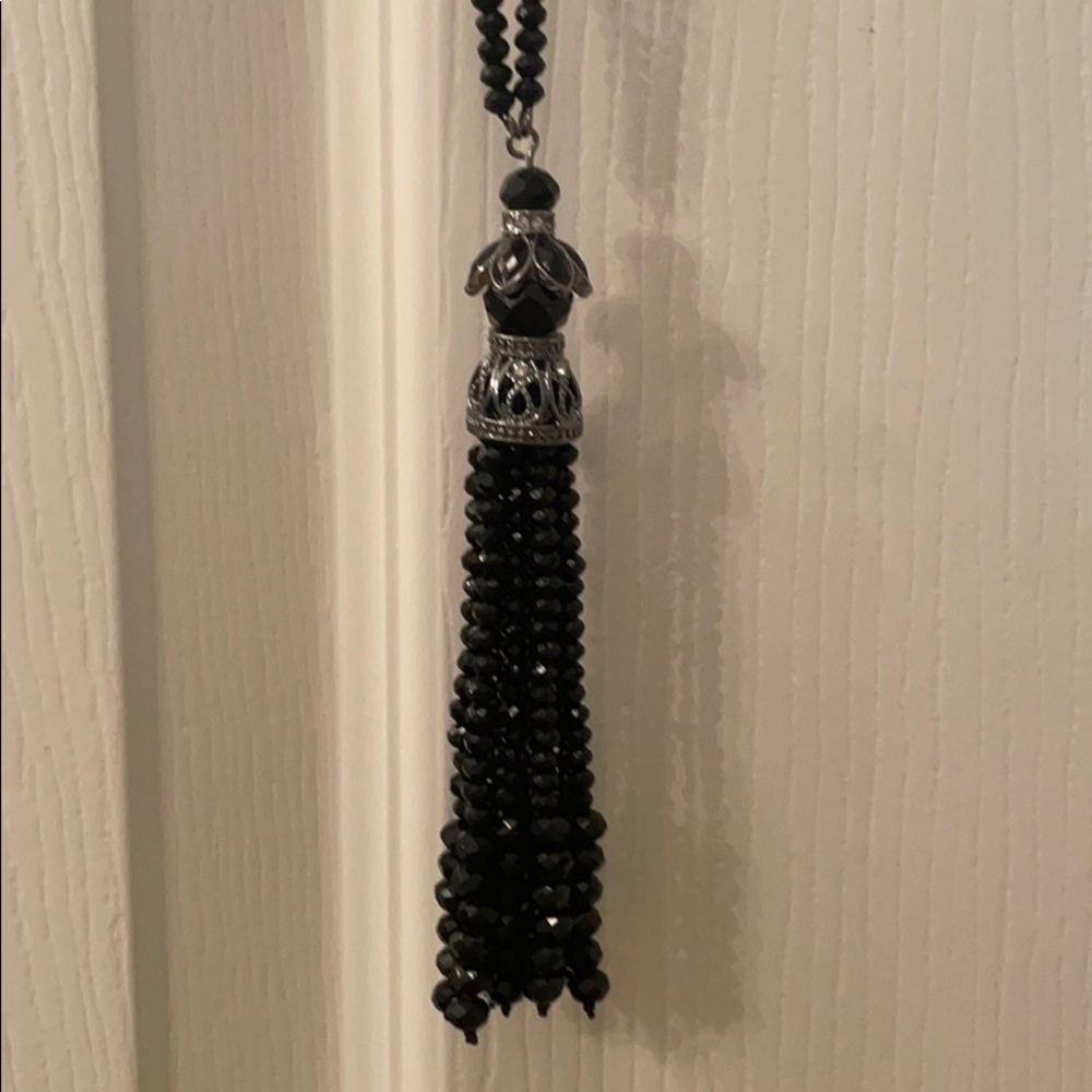 Napier black long necklace